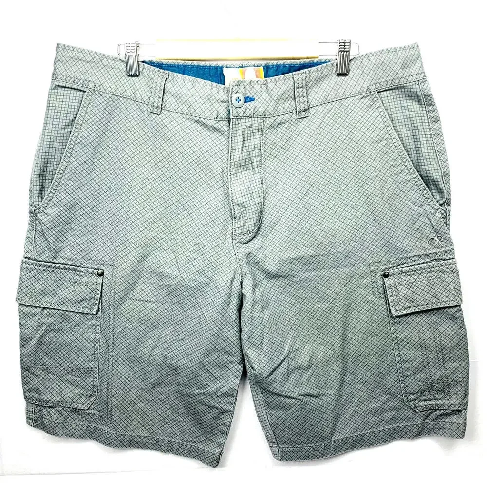 Ocean Pacific OP Mens Size 42 Grey Micro Grid Cotton Cargo Shorts OM30Y003 - Picture 1 of 10